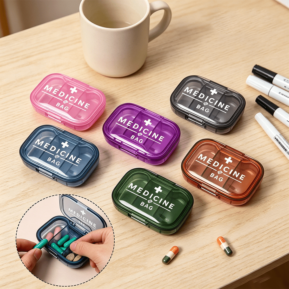 Portable Mini Storage Box with Printed Cross and Letters