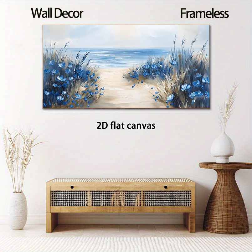 TEMU 2d Flat, 2d Flat, [2d Flat] 1pc Inch Canvas Decorative Art Painting Flat Floral Modern Abstract Landscape Painting Suitable For Living Room