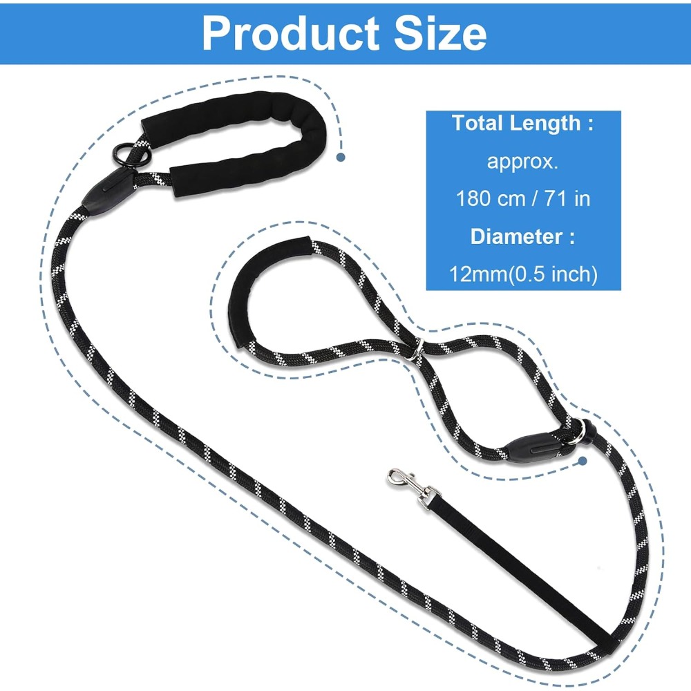 Black Adjustable Muzzle Collar with Anti-Lunge Leash