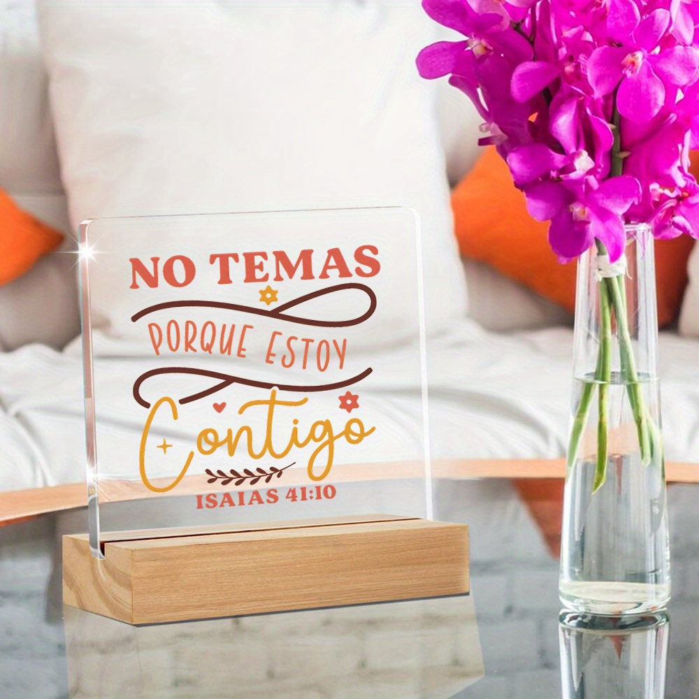 TEMU 2d Flat, Spanish Bible Verse Wall/table Decor - Spanish Scripture Acrylic Ornament Suitable For Christians, Bible Verse Decoration For Church