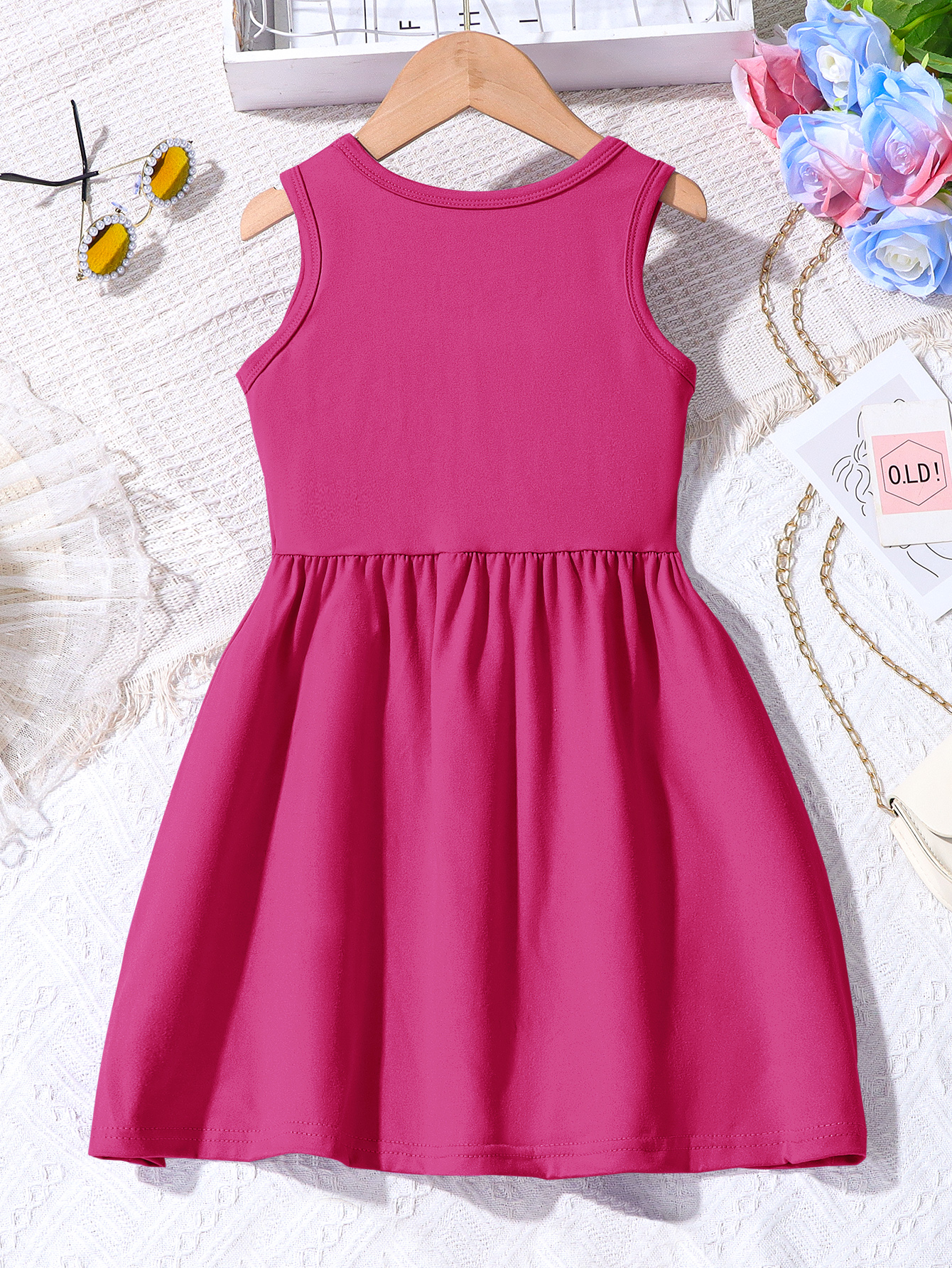 Kids' Summer Birthday Mermaid Dress Green Sleeveless Knit Dress with  &*;Happy Birthday Mermaid&*; Print, Casual Outing Style for Casual Summer 