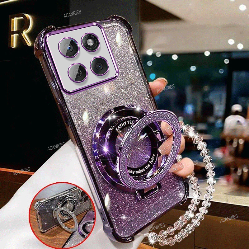 TEMU Phone Case: Luxurious Plating Four-corner Thickening Anti-fall Phone Case For Motorola Moto Edge 60/ Edge 60 Fusion Glittery Circular Magnetic