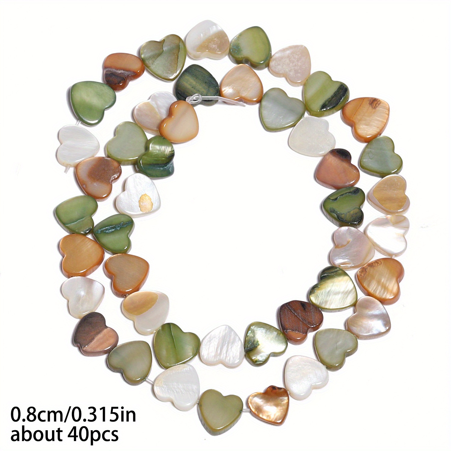 TEMU 40pcs 8mm Natural Horizontal Hole Heart-shaped Shell Beads, Unique Loose Beads, Suitable For Jewelry Making Diy Bracelets, Necklaces, Earrings, Valentine's Day Gifts