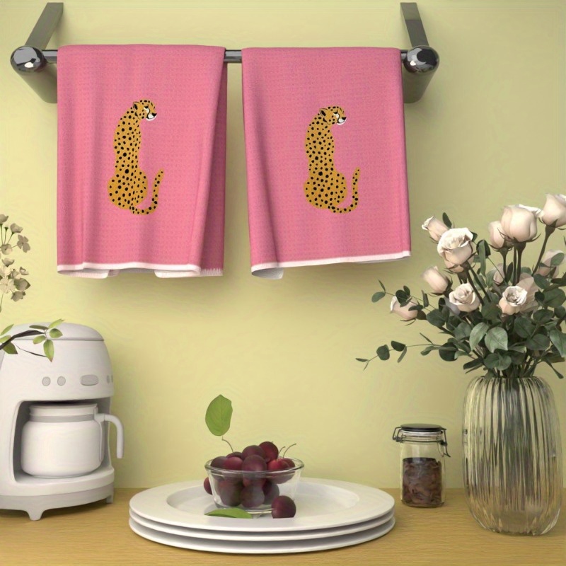 

2pcs Print Hand Towels - , Quick-dry Polyester, Machine Washable - Kitchen, Bathroom & Gym Decor, , Rectangular Shape
