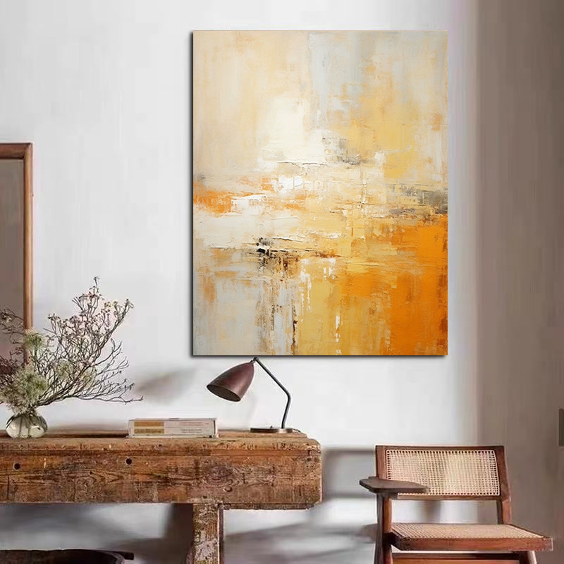 TEMU 2d Flat, 1pc No Frame Handmade Abstract Paint By Using Colors Such As Yellow, 100% Hand-painted Original Canvas Painting, Modern Pop Oil Texture