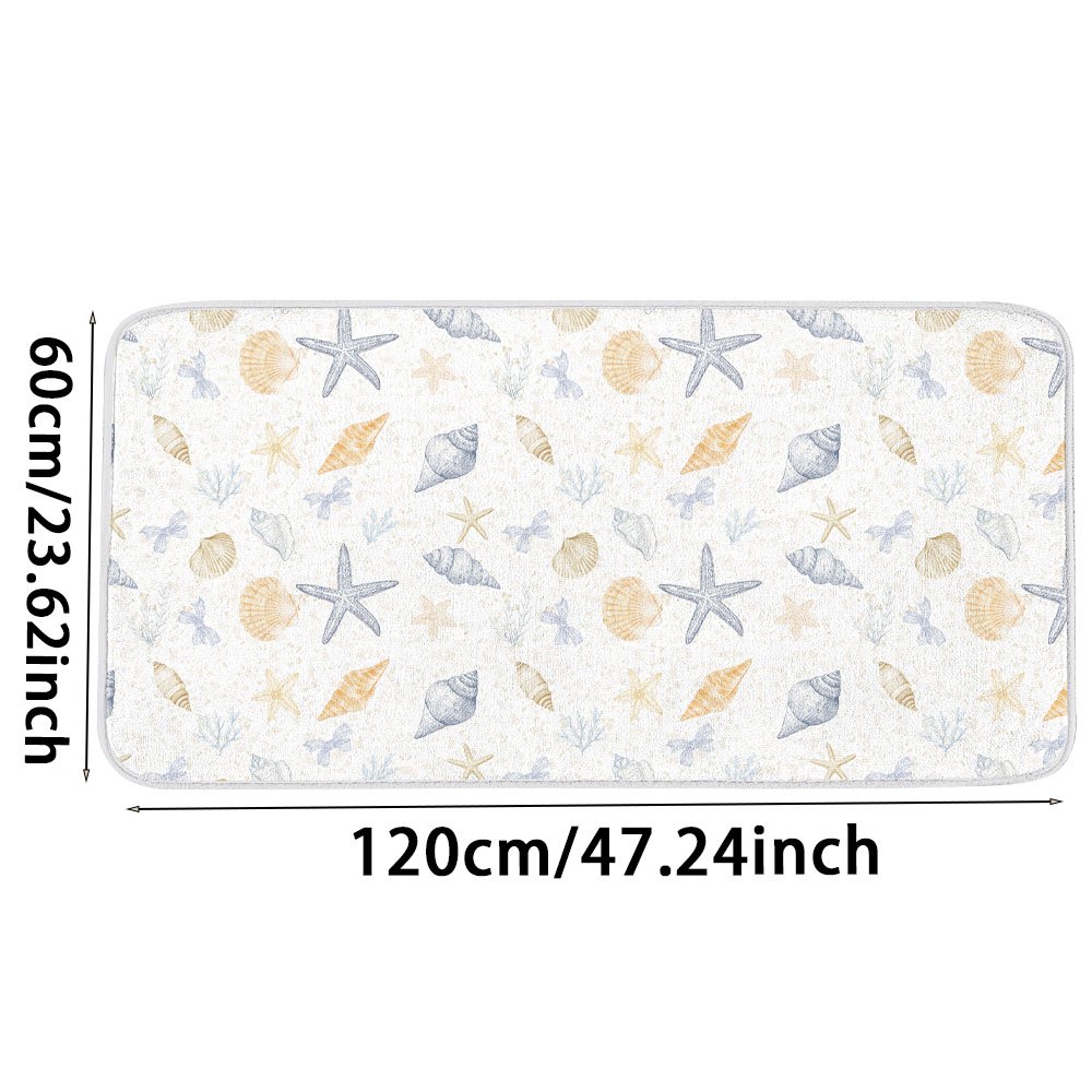 TEMU Tapete de planchado con estampado de y conchas costeras, tapete de planchado plegable y portátil con anillo para colgar, cubierta de planchado