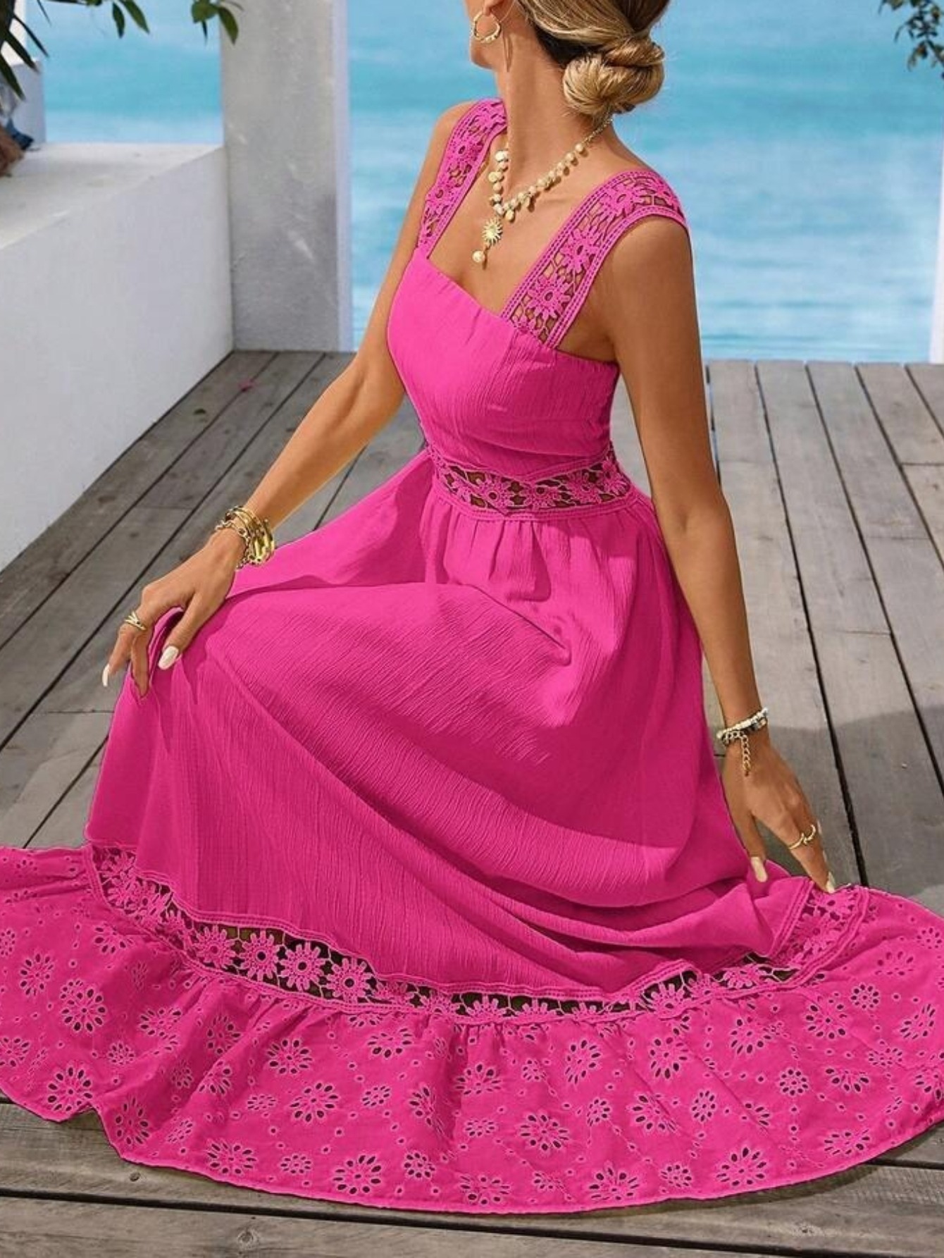 open lace back dress Almost Love Maxi Dress