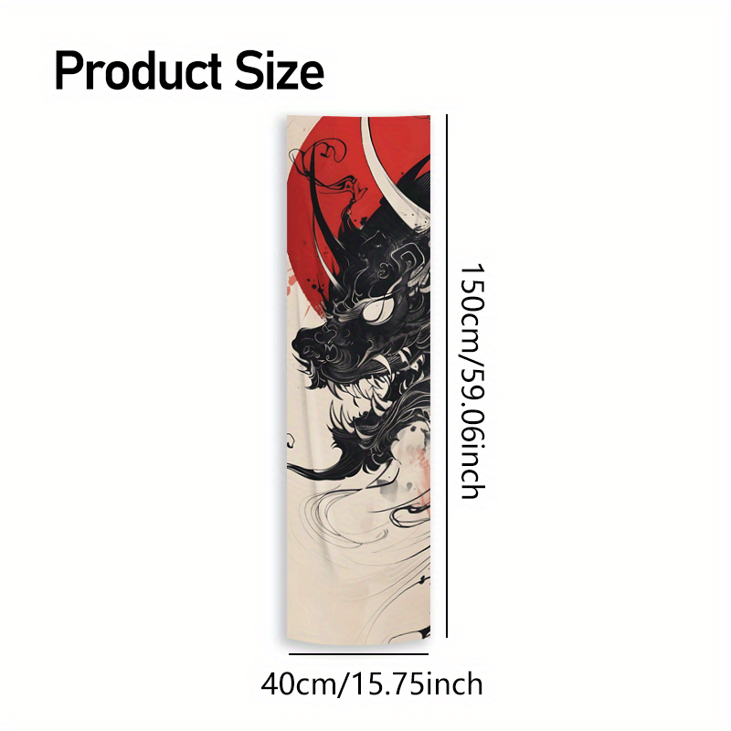 TEMU 2d Flat, 2d Flat, , Japanese Dragon Pattern Art, Asian Style Long Background Cloth | Polyester Material Bedroom Living Room Wall Decoration |