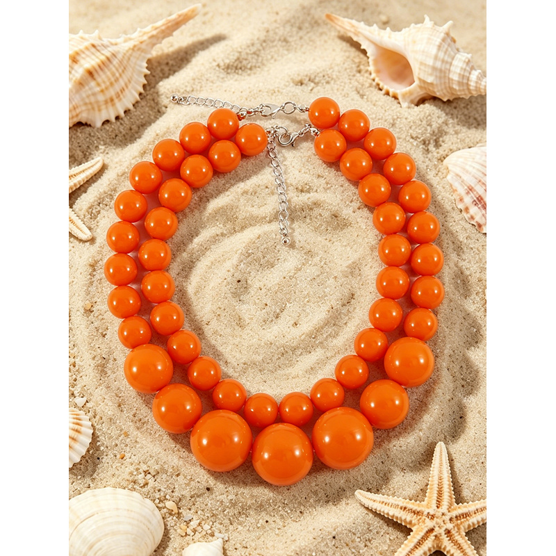 2pc Bohemian Acrylic Round Geometric Necklace Set, Summer