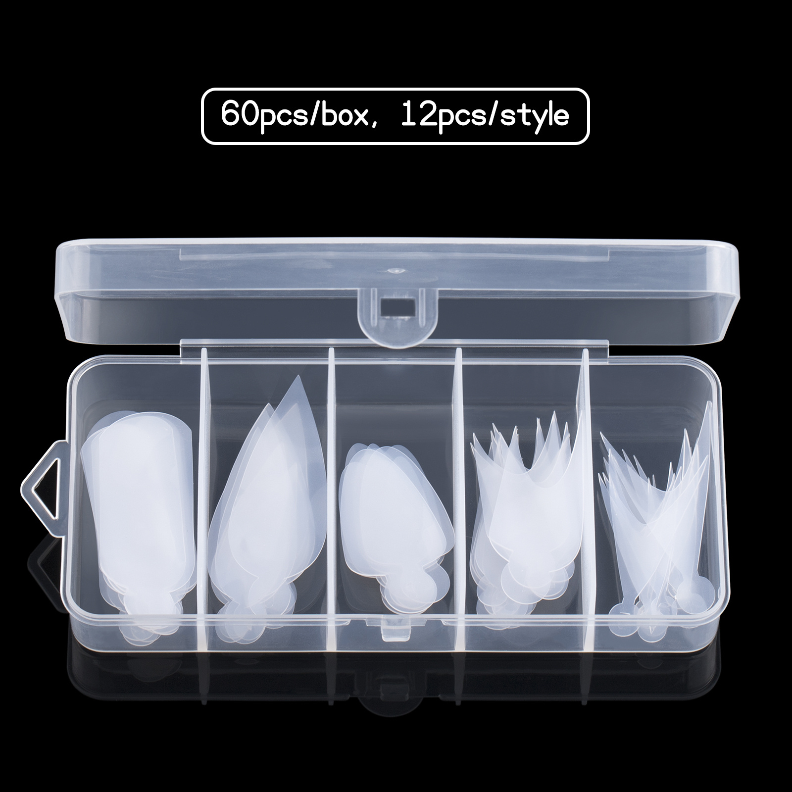 E-shop 60 Stück Wiederverwendbare Formpads, Französische Nagelspitzen Innenform für Builder Gel, Nagelverlängerungsform Guide Nagelzubehör Werkzeuge