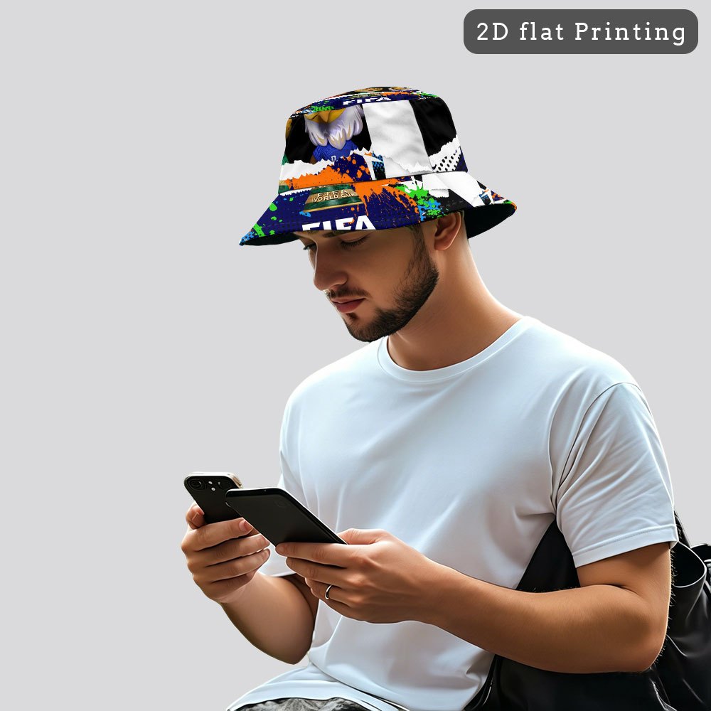 1pc FIFA World Cup Mascot Fisherman'S Hat - Selected Soft Fabric Bucket Hat, All-Over Print Design, More Comfortable to Wear, High-Quality And Durable