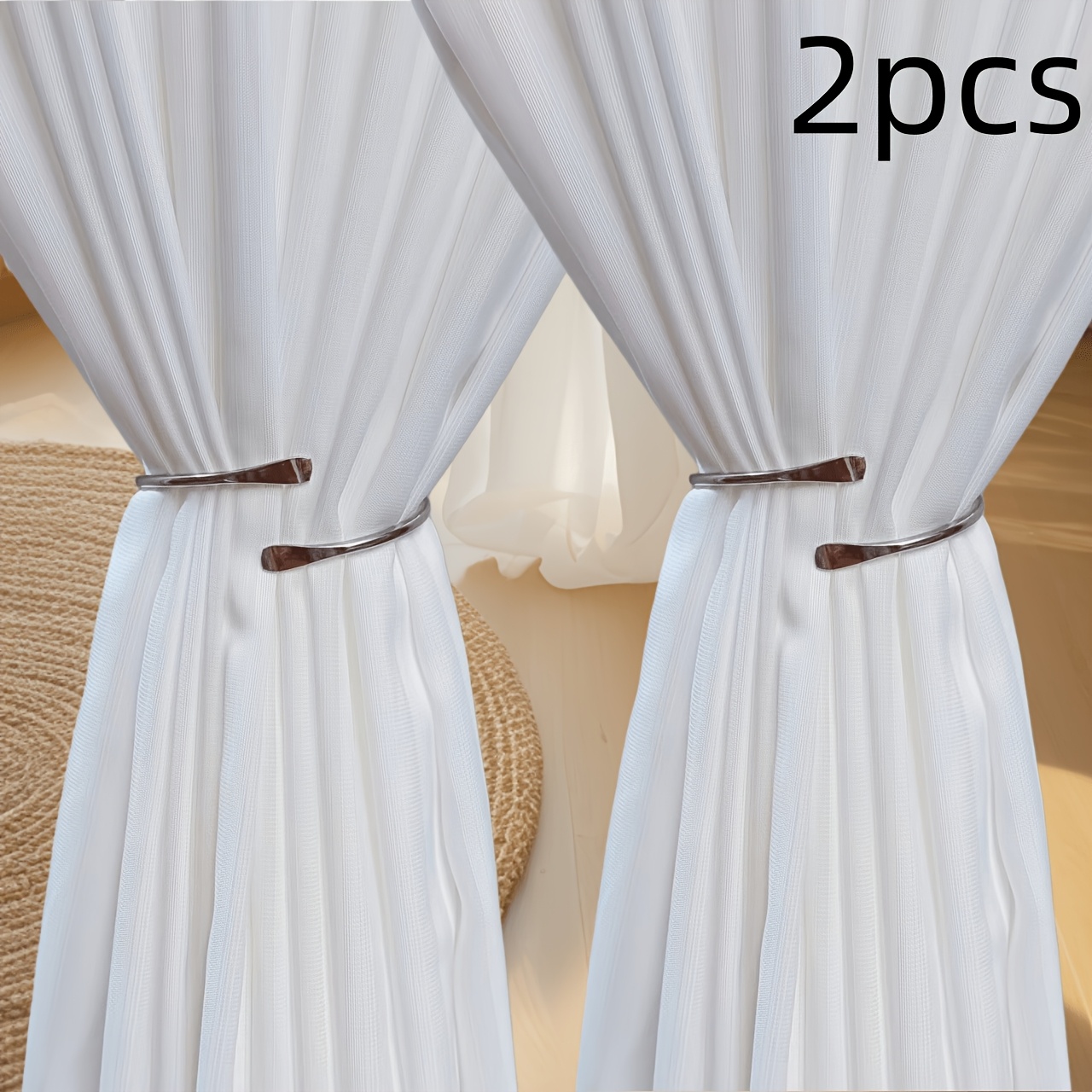 2pcs Metal Curtain Tiebacks - Modern , Suitable For Stylish Bedroom And Living Room Decoration, Living Room Curtains