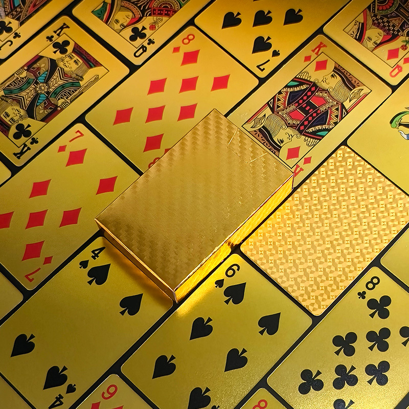 Luxurious Gold-Foil Plaid Playing Cards, Standard 54-Card Deck