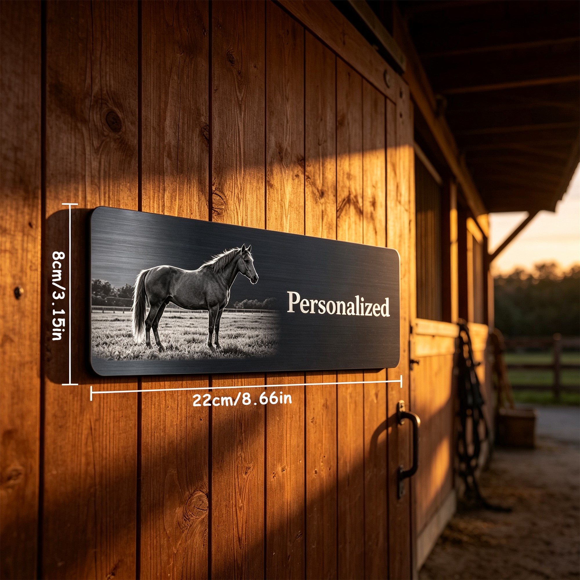 TEMU [2d Flat] Custom Laser-engravable Stainless Steel Stable Door Sign, Self- Text And Images, Outdoor Rust-proof Stainless Steel Stable Nameplate,