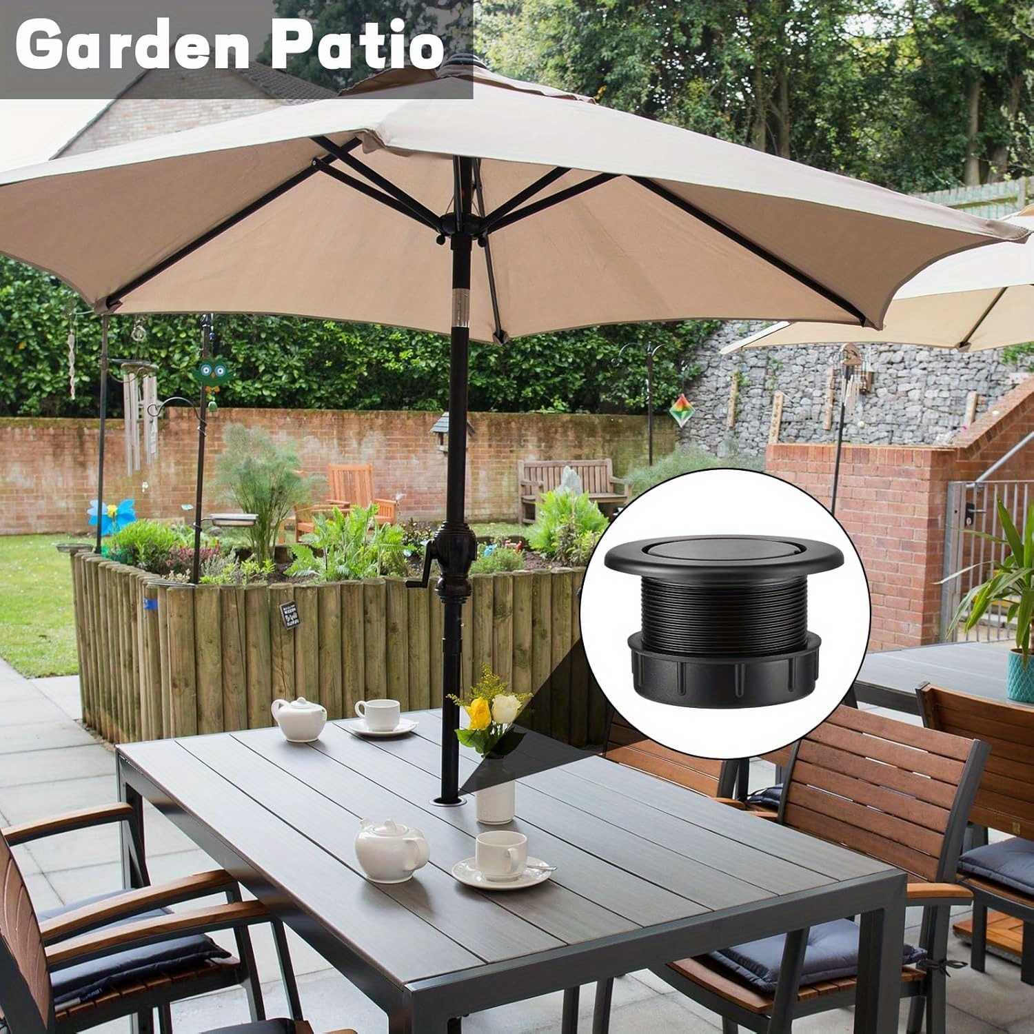 insert for patio table umbrella Outus Hole Ring Umbrella Cone Wedge Plug Umbrella Stabilizer Sleeve 2 to 2.5 Inch Patio Table Hole and 1.5 Inch or Umbrella ensuring quieter and safer use The NoBrella Flower Vase Umbrella