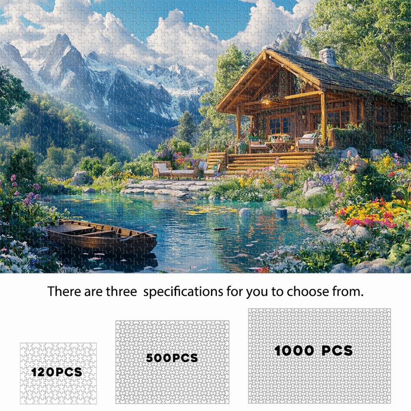 

Cabin , 120/500/1000pcs, Challenging Jigsaw For Puzzle Enthusiasts, Manufactured Wood, No Electricity Or Feathers, Ideal For Home Decor & Holiday Gifts