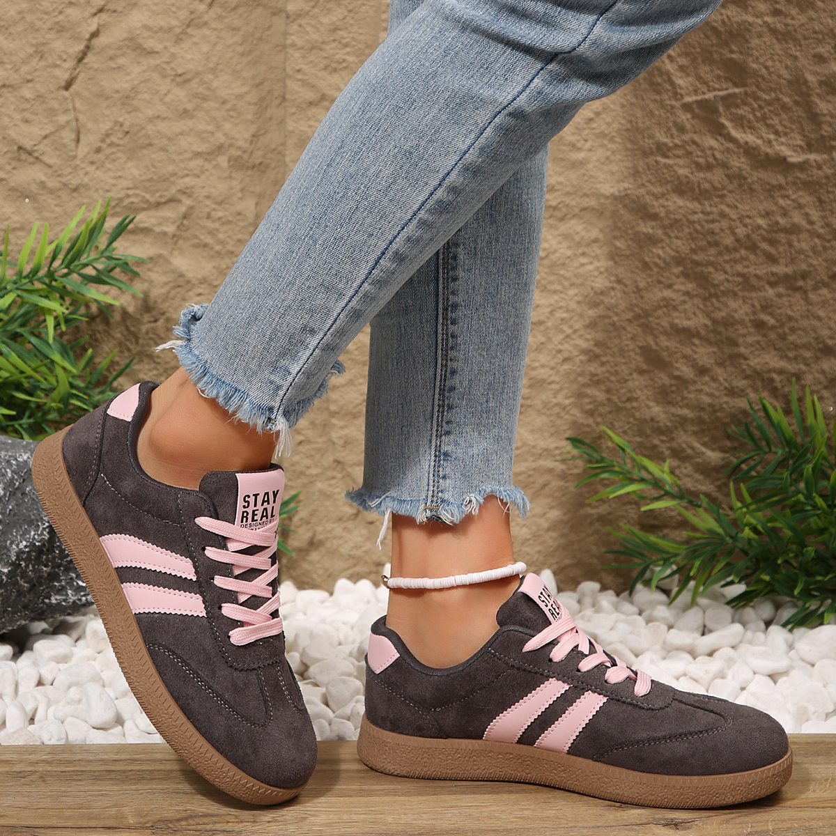 TEMU Nuevas Zapatillas Elegantes de Moda para Mujer con Punta Redonda - Zapatos Ligeros y Cómodos para Correr, Casuales, con Cierre de Cordones y de