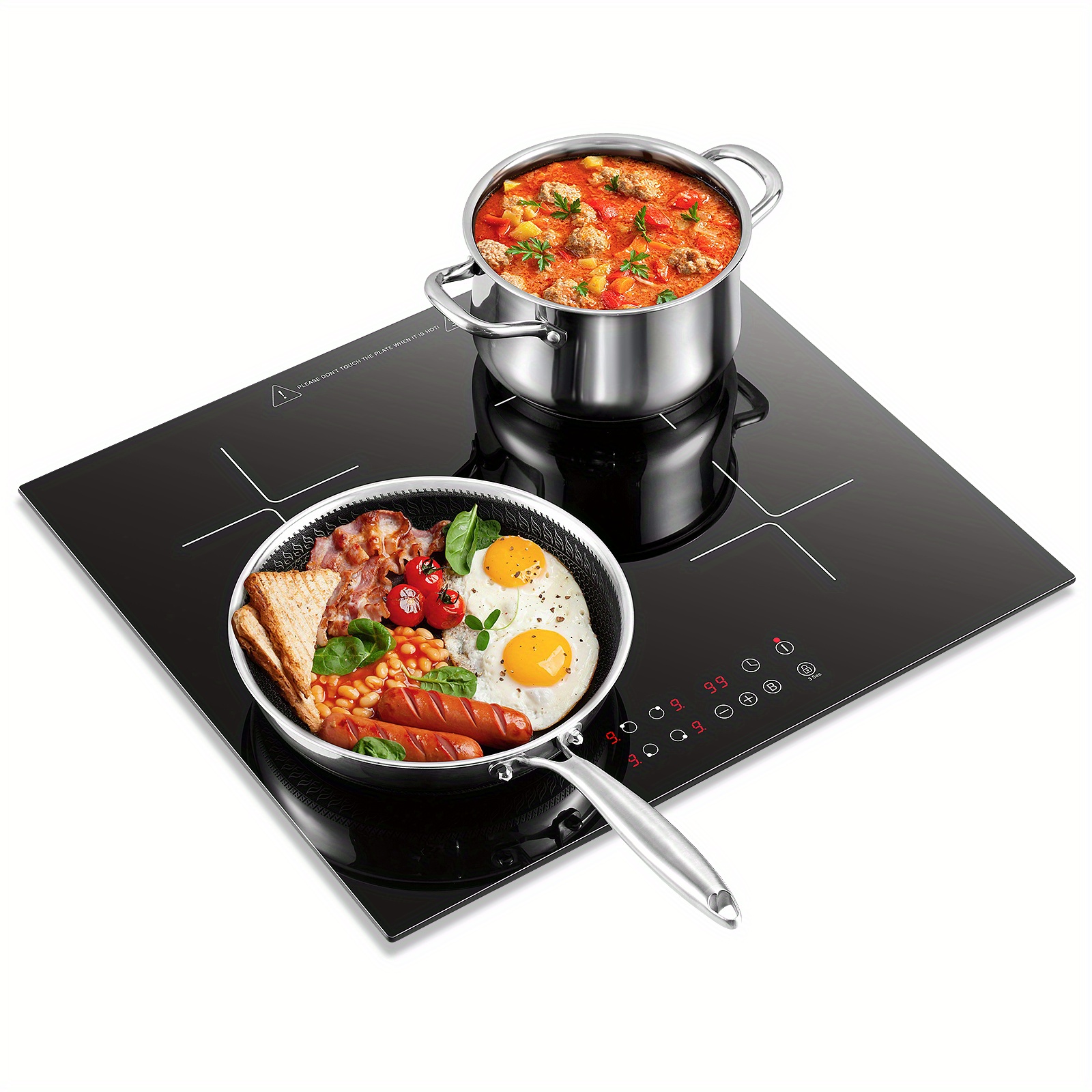 TEMU Portable Double Induction Hob, Electric Induction Hob With 9 Temperature Settings, 1-99 Min Timer, Child Lock, , Electric Stove 220-240v
