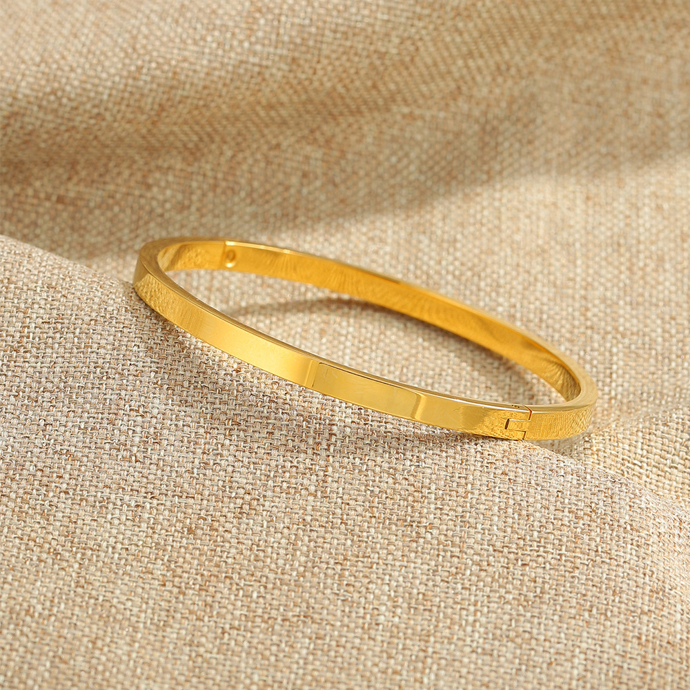 2pcs Stainless Steel Minimalist Open Bracelet Set