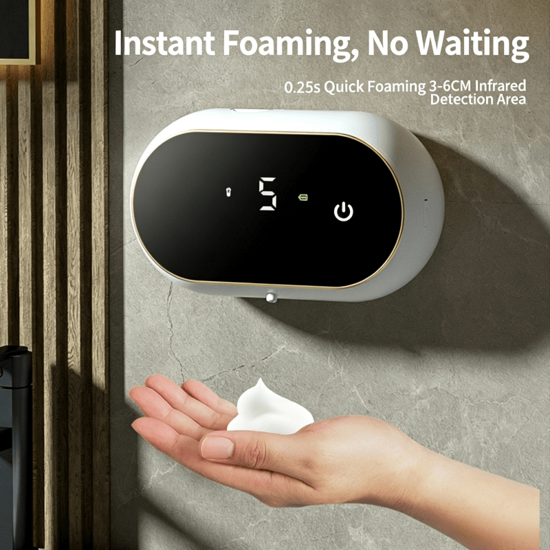 TEMU [ | Hygienic] 500ml Automatic Dispenser/hand Dispenser | Wall-mounted, Rechargeable Battery And Usb Interface, Adjustable Settings, Stylish And