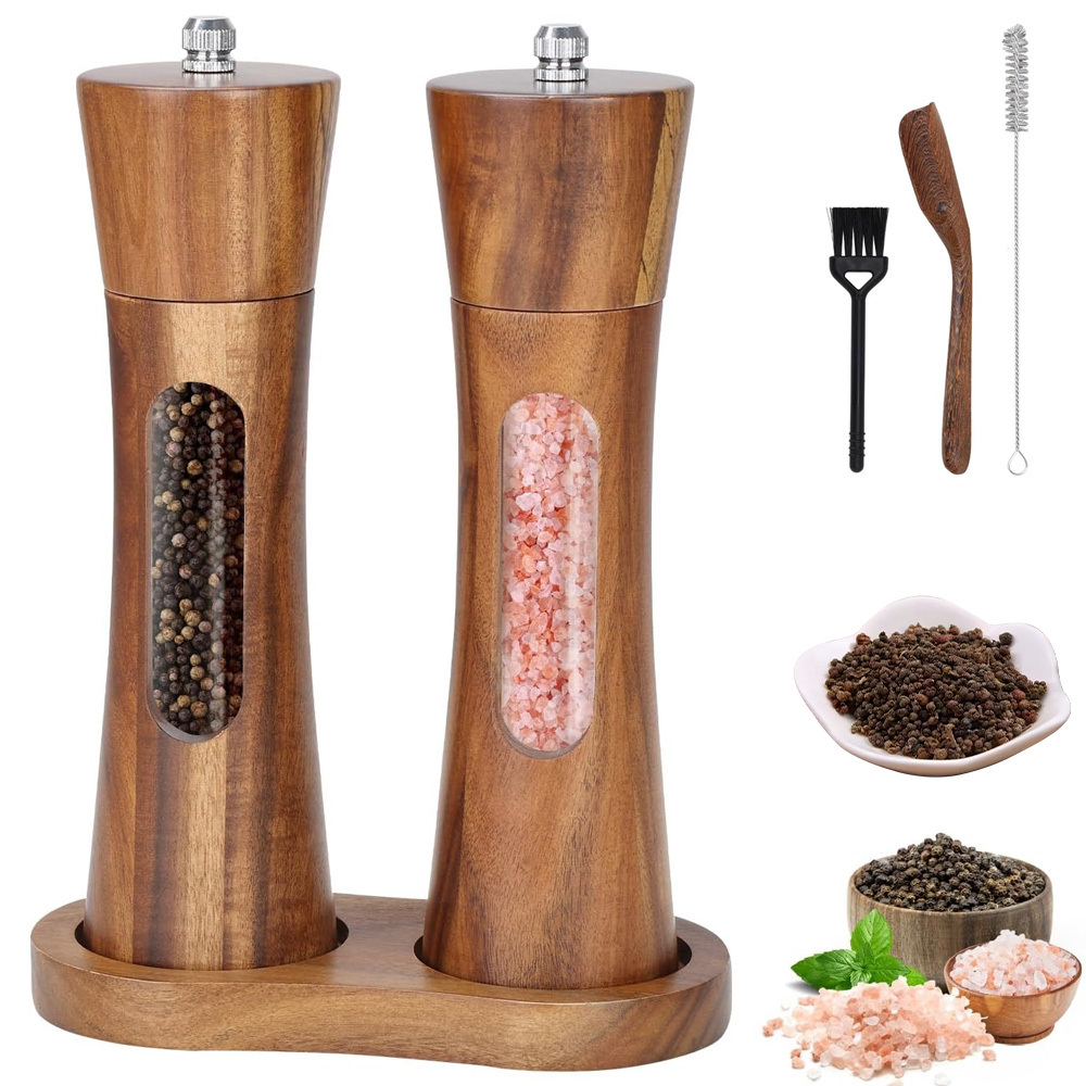 Outdoor Manual Grinder With Ceramic Burrs, Transparent Acrylic View Window & Adjustable Grind Coarseness, Ergonomic Hand Crank Kitchen Tool