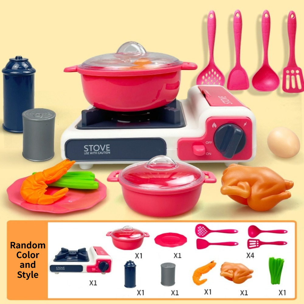 TEMU Cuisinière de jeu pour enfants, pot de cuisine et ensemble de nourriture, couleur et style aléatoires, rentrée scolaire, cadeaux d'anniversaire,