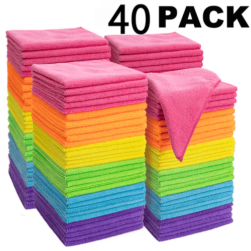 40pcs multi purpose microfiber cleaning towels reusable cleaning cloths absorbent durable quick drying suitable for and commercial cleaning washable gift for friends