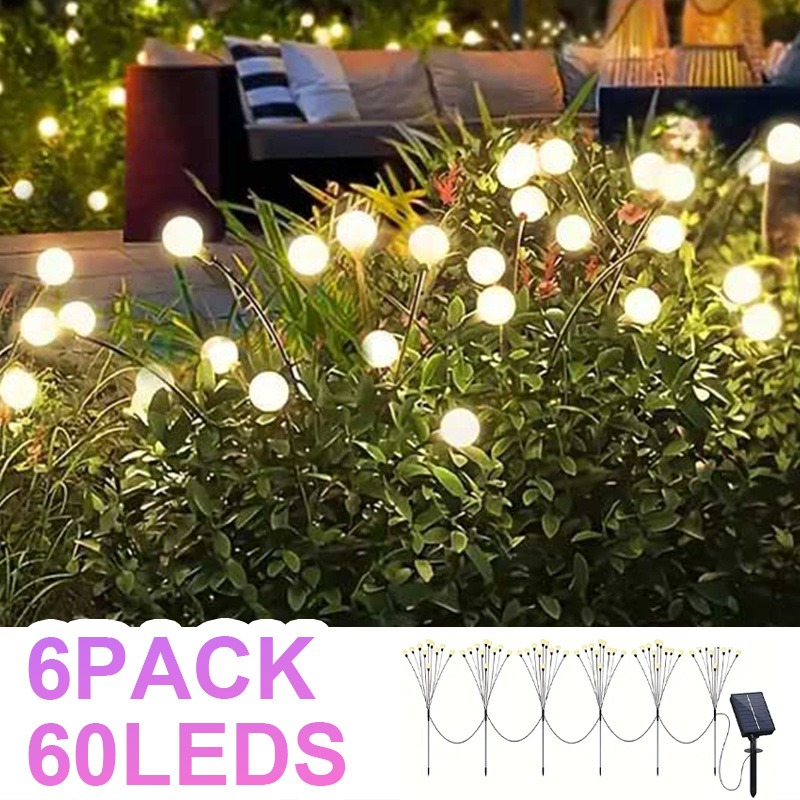 60led Lawn Lights Outdoor, Solar & Wind-driven Lights With Dimmer, Stake Lights Suitable For Gardens, , Driveways, Firefly Lights For Decoration, No Required