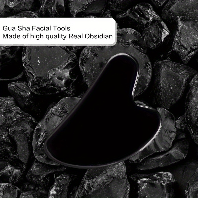 natural obsidian heart-shaped gua sha facial tool for face - ergonomic double chin & jawline sculpting, light beige tightening & , luxury gift box for women, beauty tools for face, sleek gloss , polished details 3