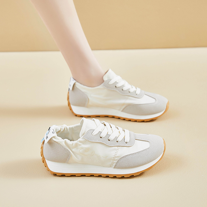 par de tenis casuales de moda para mujer Zapatos deportivos de corte  con cordones de color con puntera parte de tela de