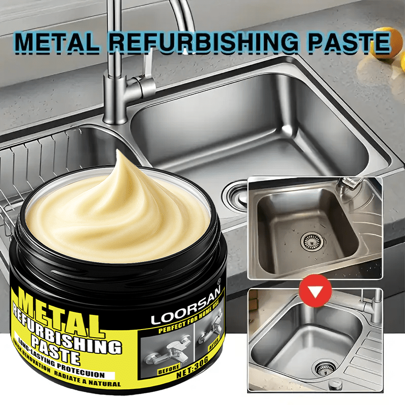 Metal Polishing Paste with Titanium Dioxide, Lemongrass Scent, for Stainless Steel, Chrome, Aluminum, and Ceramics Refurbishment