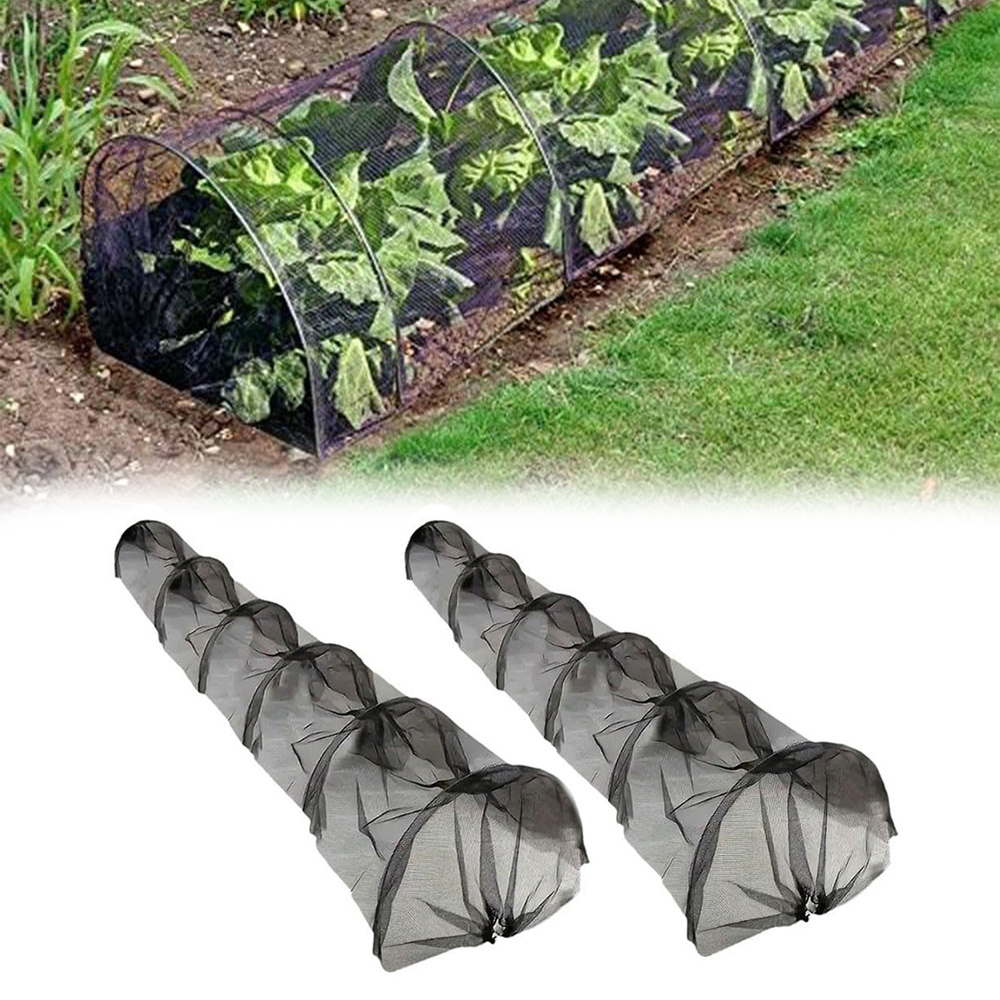 2pcs Set Black Mesh Tunnel Insect, And Bird Protection Portable 3-meter Agricultural Vegetable Tunnel Garden Shade Cover Plant Protection Net Fine Mesh Cover Raised Planting Bed Insect Screen