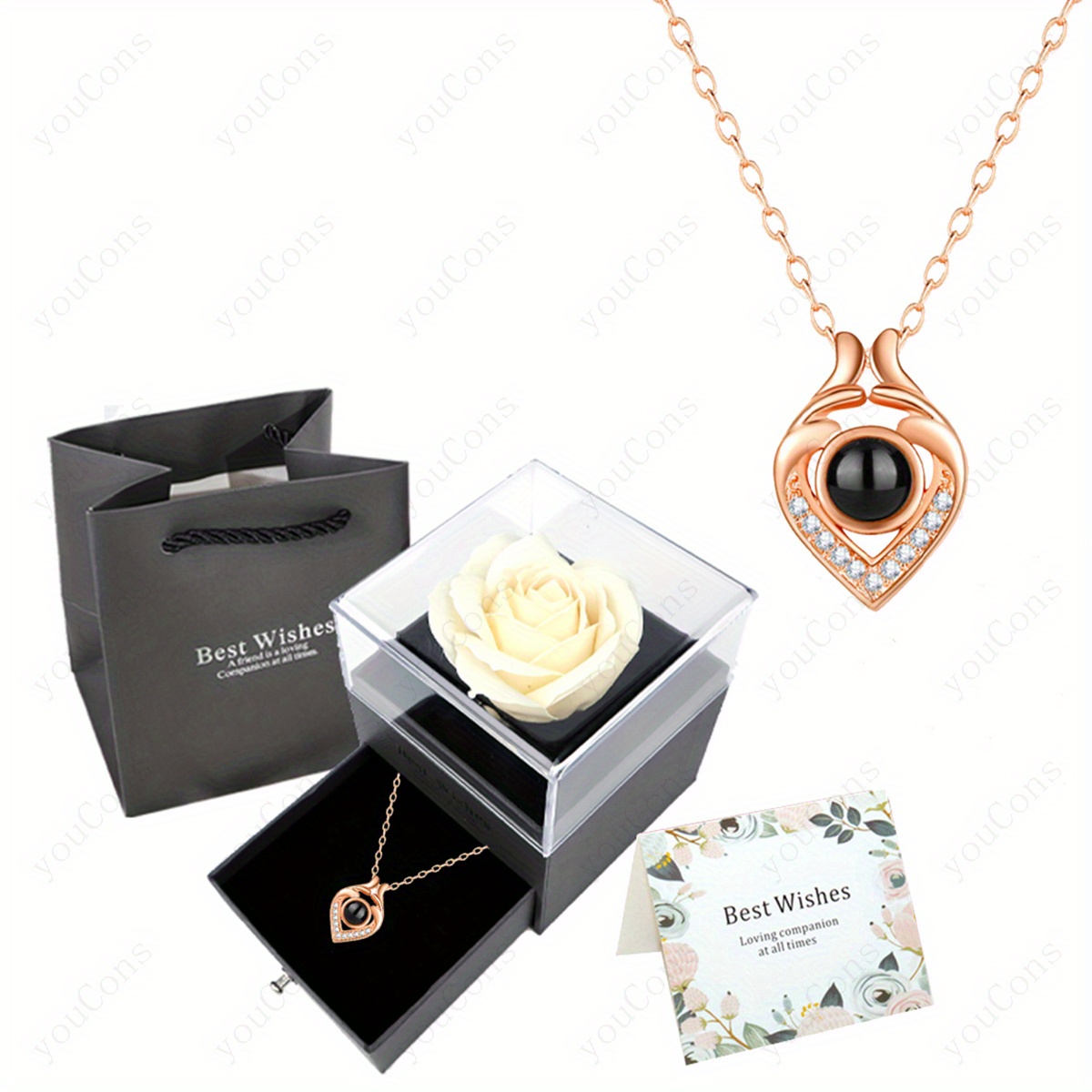 Women's "I Love You" in 100 Languages Projection Pendant Necklace