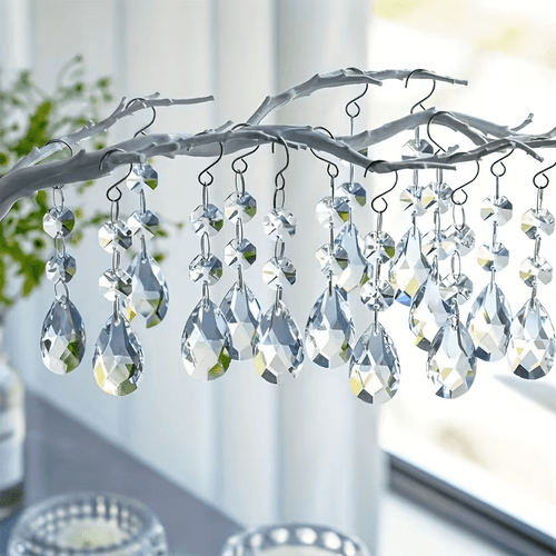 38pcs set of crystal pendant hanging prism decoration wedding home decoration droplet shaped colorful pendant suitable for hanging colorful pendants for windows weddings entrances christmas and home decoration
