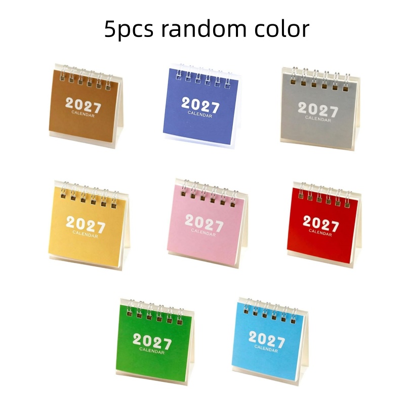 TEMU 5pcs 2027 Desktop , Vertical 2027 Desktop Calendars, Mini Portable Desktop Ornaments, Suitable For Home Offices (random Colors)