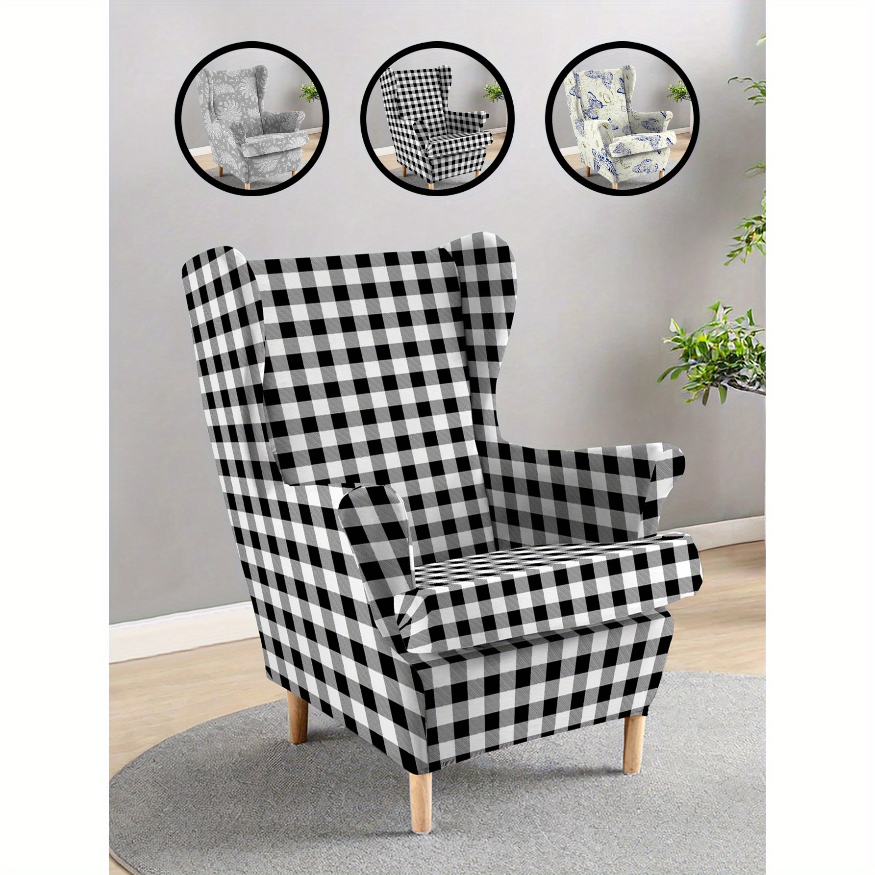2pcs black white checkered armchair covers universal Temu Poland