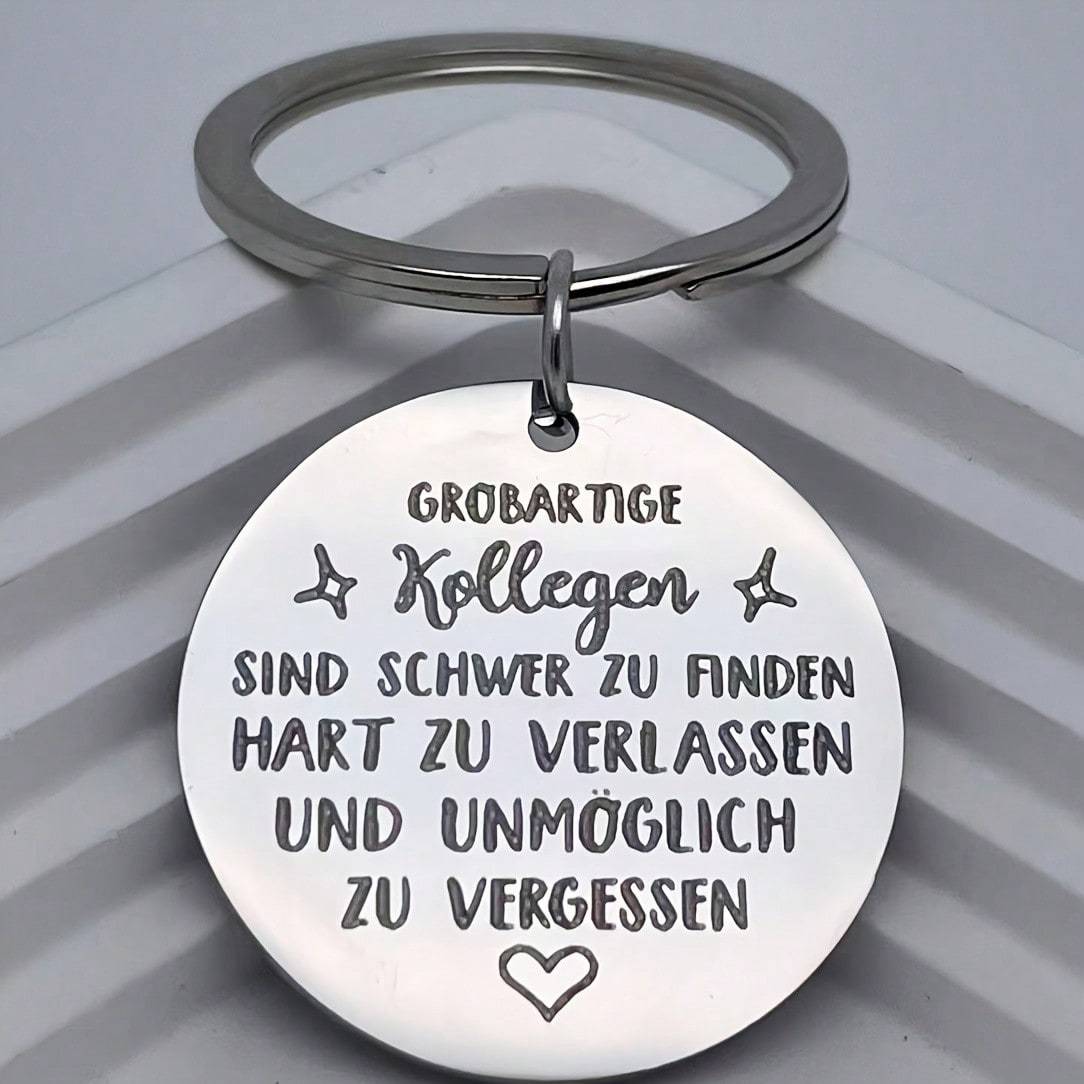 1pc Men Colleague Round Stainless Steel Keychain As Thanksgiving Gift
