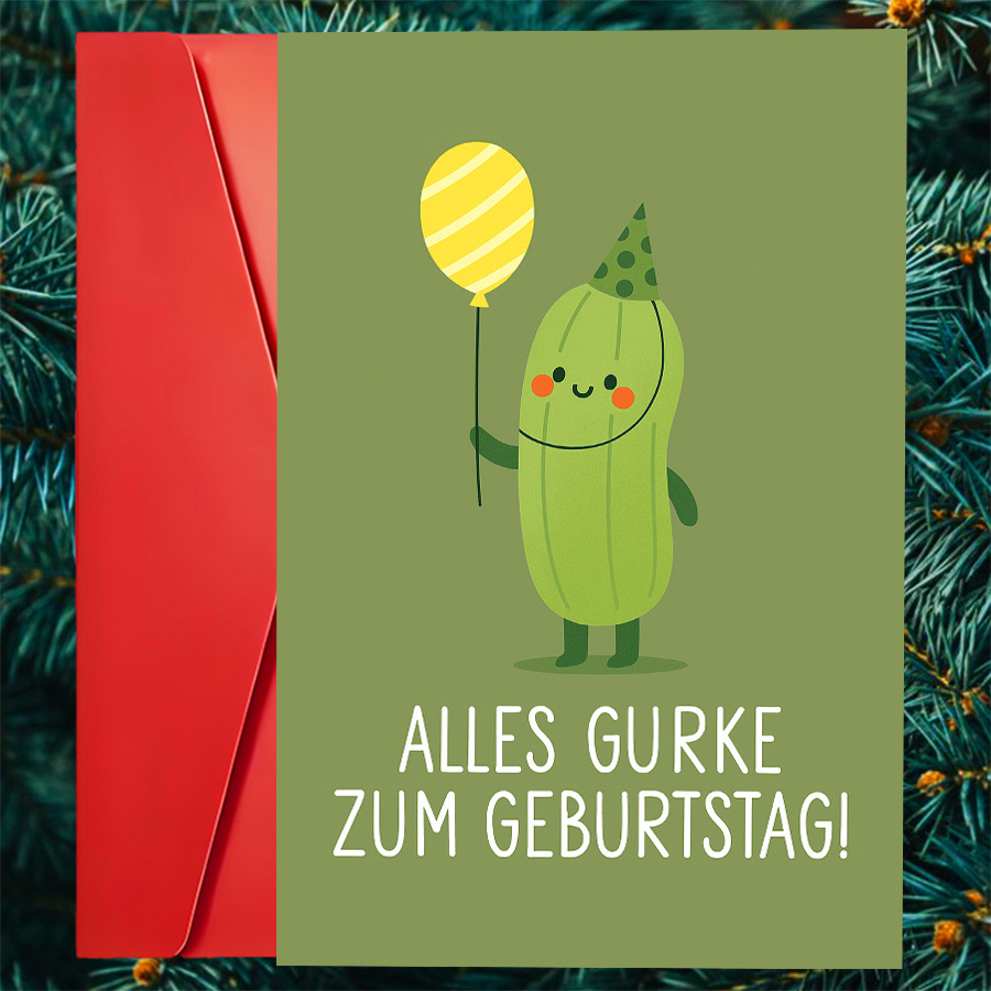 E-shop Eine lustige Einweihungskarte mit Gurke, geeignet für Freunde und Familie, mit einem fröhlichen und bezaubernden Design, ideal zum Feiern von