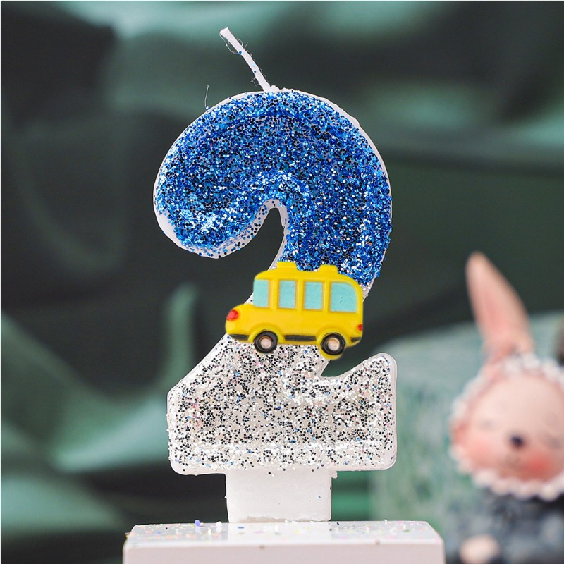 Image of Cartoon Car Number Birthday Candles Suitable For Decorating Cakes And Candles -year-old Parties, Festivals, And Celebrations