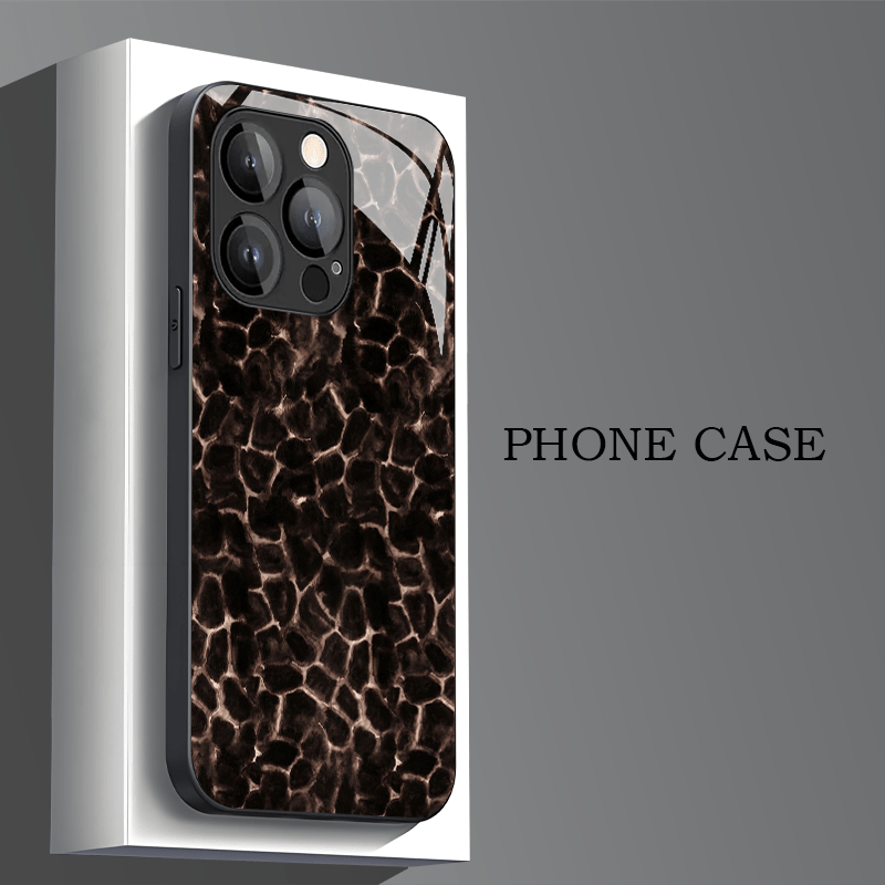 TEMU Phone Case - Creative Dark Brown Textured Hd Fashion New Niche Trendy Ultra-thin Tempered Glass Case Suitable For 17 Pro Max/17 Pro/17/17 Air/16