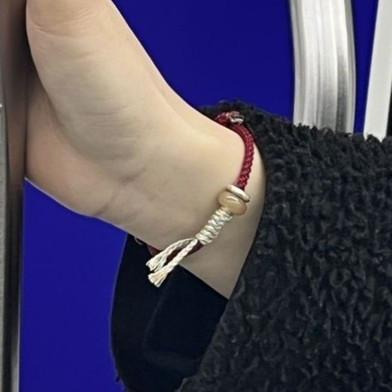 Adjustable Red Rope Bracelet with Peace Charm Knot Good Luck Wristband