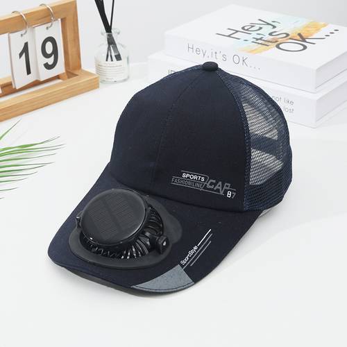outdoor breathable solar powered fan mesh baseball cap adjustable peaked cap quick drying casual sun hat
