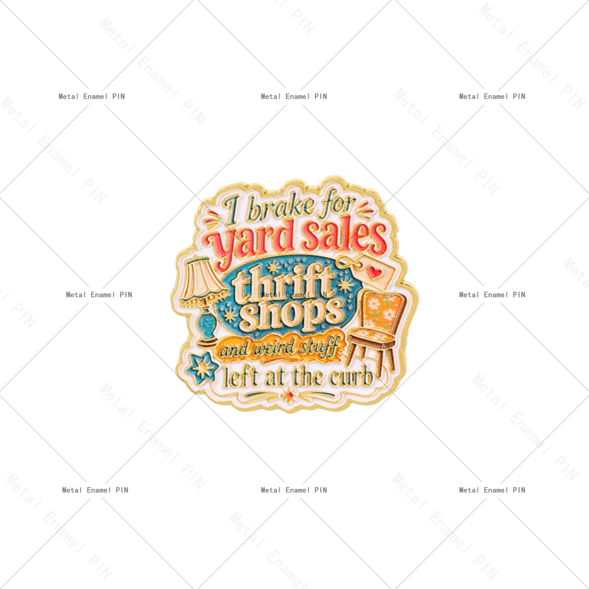 TEMU Épingle en émail Yard Thrift Shop, Broche de revers à vintage, Badge en métal pour amateurs de friperies, Épingles cadeaux pour sac à dos, sac,
