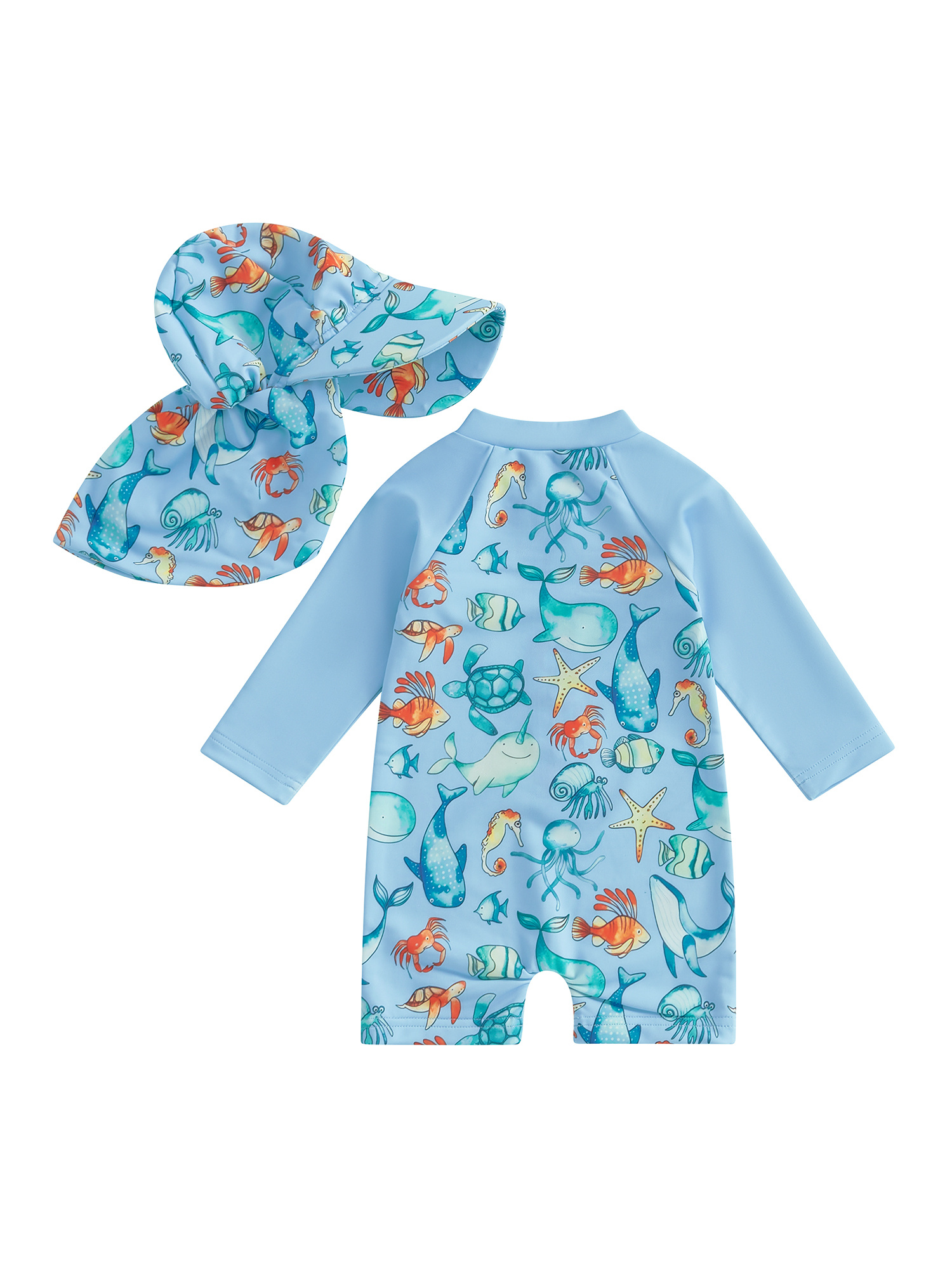BONVERANO Baby Badeanzug Jungen – Langarm Einteiler Mit UPF 50+ & Reißverschluss