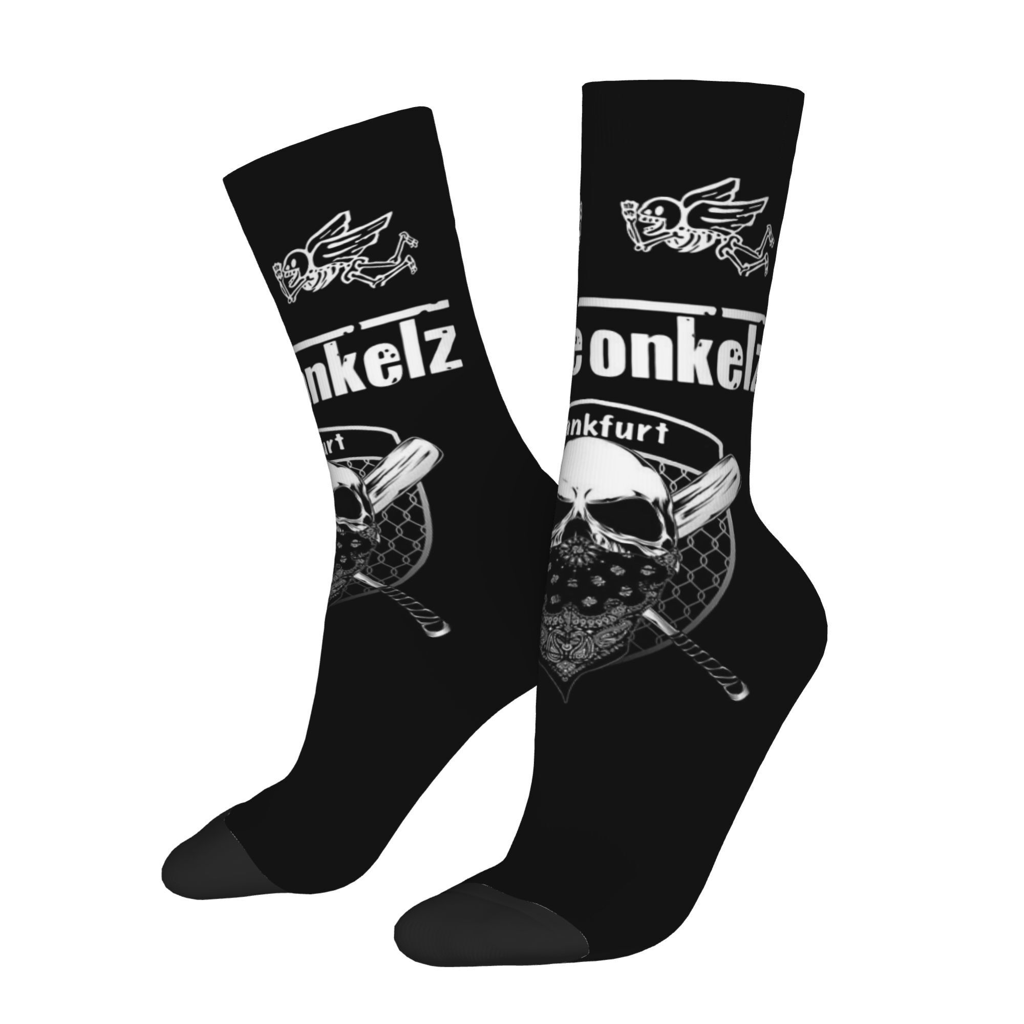 

Men's Novelty Socks - Vintage German Rock Band & Hip Hop Print, Seamless Crew Design, Breathable Polyester