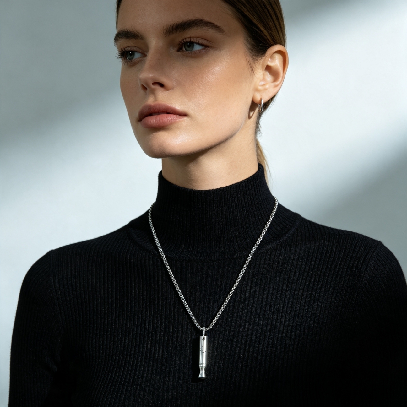 Men's Stainless Steel Breathing Necklace for Mindfulness