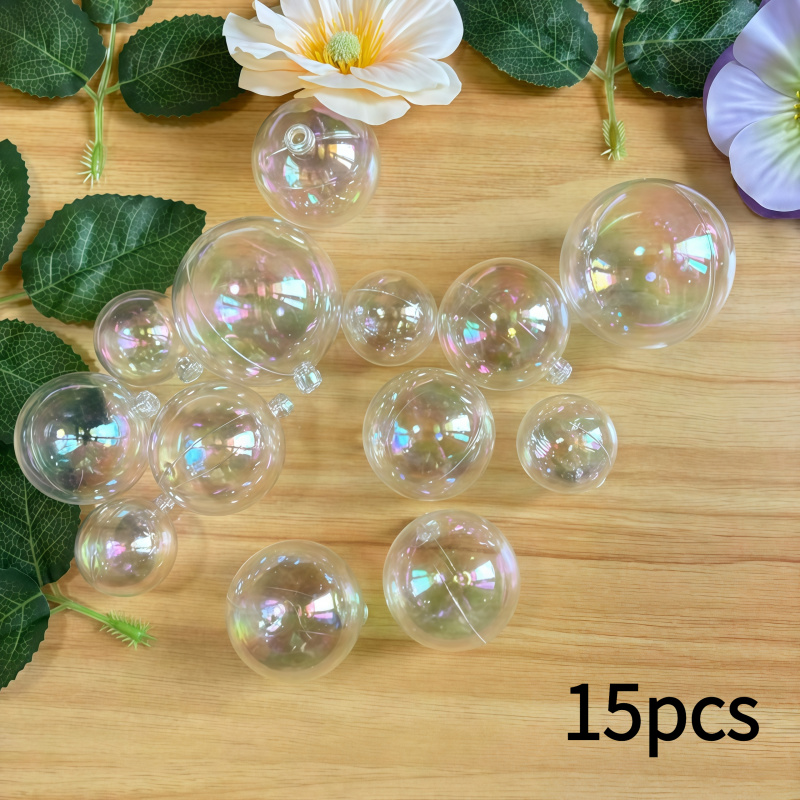 TEMU 15pcs Transparent Plastic Iridescent Bulk Wedding Decorations And Halloween Crafts, Suitable For Halloween, Christmas, Easter, Thanksgiving, New