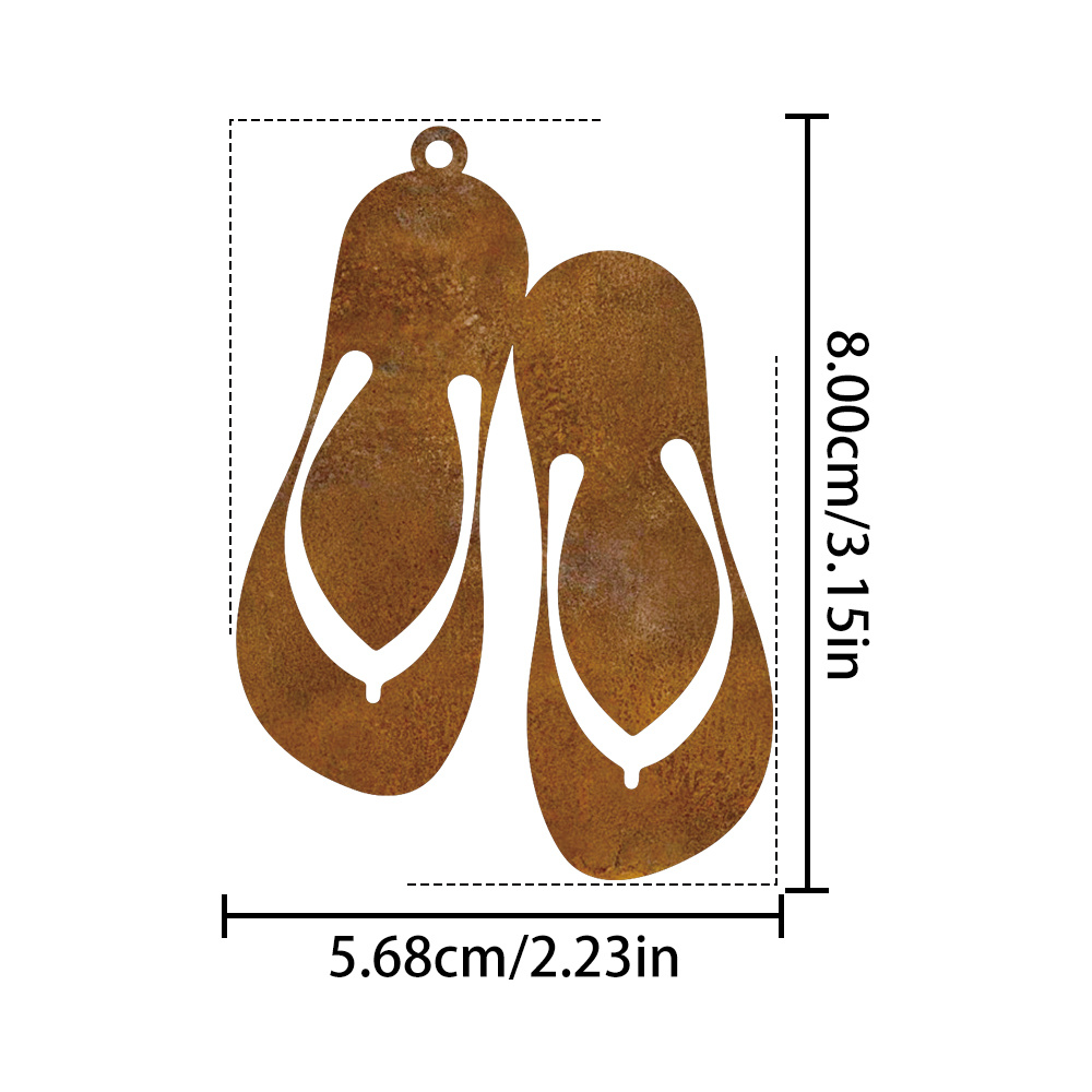 TEMU 2d Flat, Rusty Iron Summer Wall Hanging | Wall Decor Pendant | Indoor/outdoor Summer Style Hanging Ornament, Beach-themed Gift, 2d Flat, No