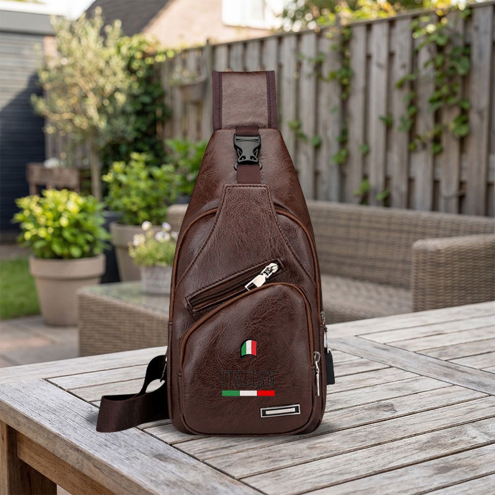 Sac Bandoulière Sport Homme — Style Italy Multipoches Nouveau Sac Bandoulière de Sport en Plein Air ITALY pour Homme, Sac Banane, Sac de Poitrine de Sport, Sac à Bandoulière Décontracté avec Sangle Réglable et Conception Multi-Poches, Convient pour le Voyage, la Pêche et les Trajets Quotidiens