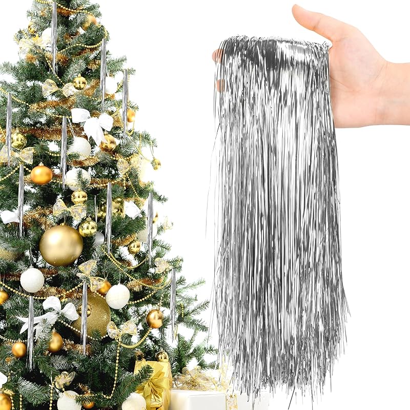 TEMU 6000 Strands Iridescent Christmas Strand Icicle "pet Shiny Icicles Garland Christmas Tree Glitter Hanging Tinsel For Indoor Outdoor Home Holiday